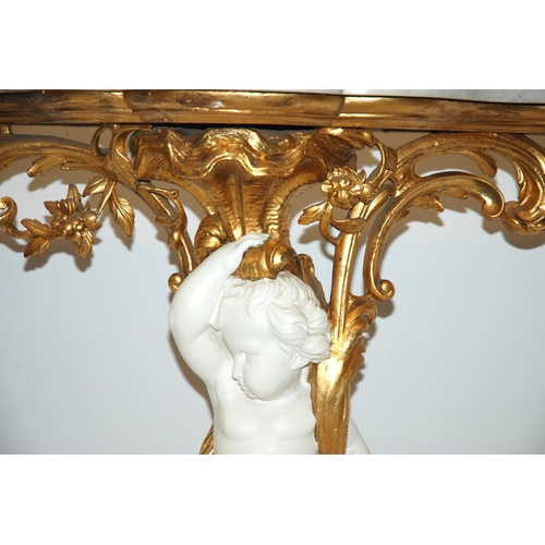 813 - A Louis XVI style giltwood console table