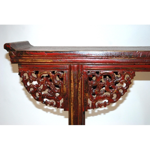 815 - A Chinese red lacquer altar table