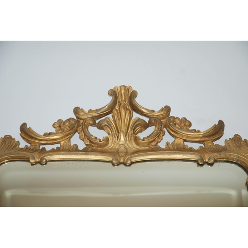 818 - A Chippendale style triple plate giltwood overmantel mirror