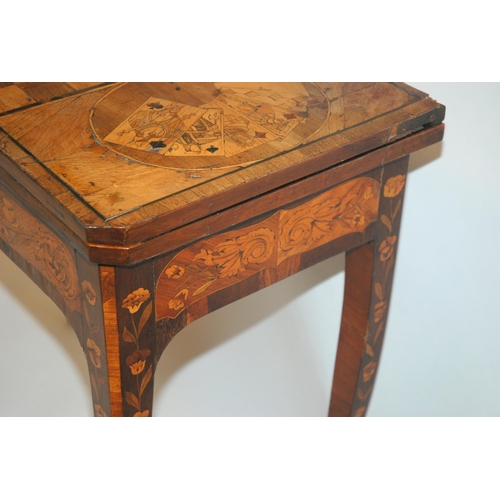 820 - A Dutch marquetry rosewood card table