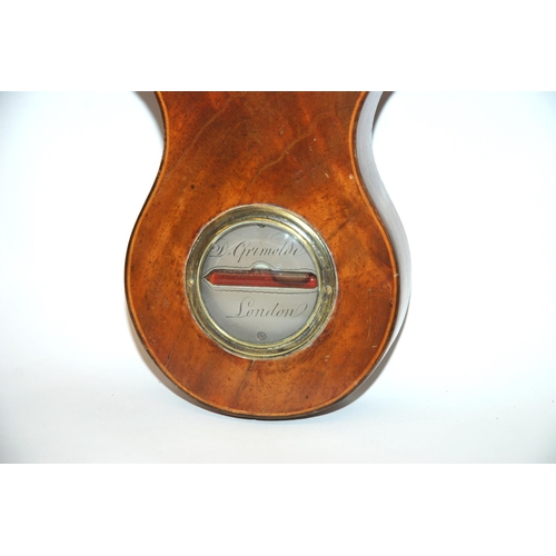 825 - A mahogany inlaid wheel barometer and thermometer