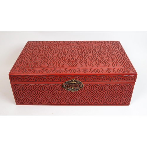 109 - A Chinese red lacquered rectangular box