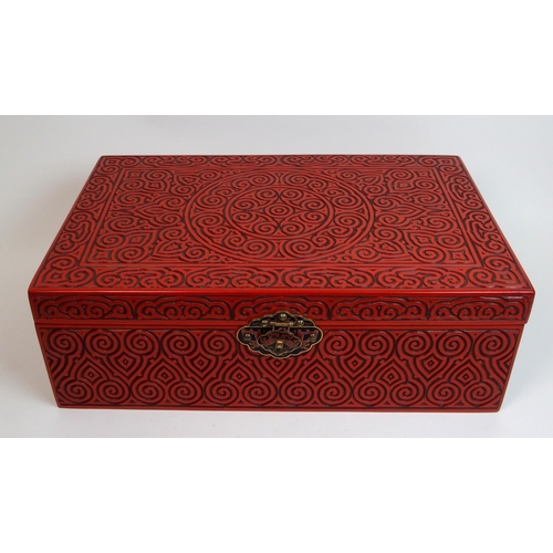 109 - A Chinese red lacquered rectangular box