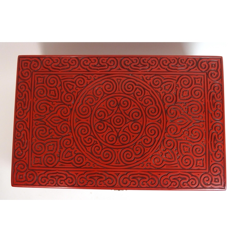 109 - A Chinese red lacquered rectangular box