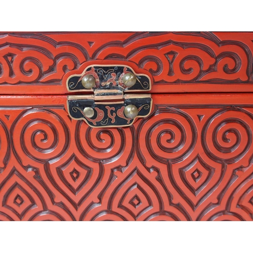 109 - A Chinese red lacquered rectangular box