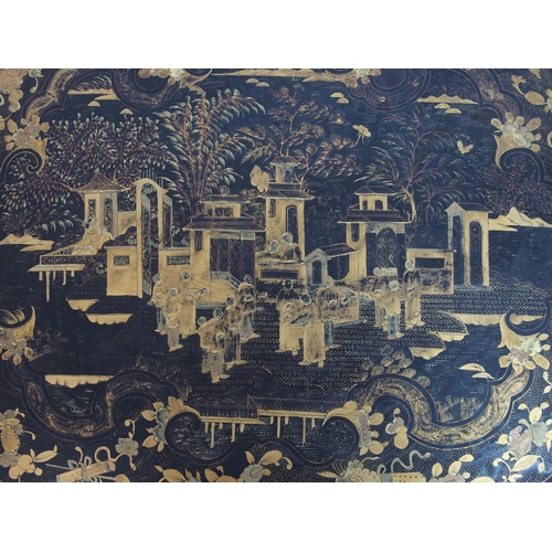 111 - A Chinese export black and gold lacquered tea tray