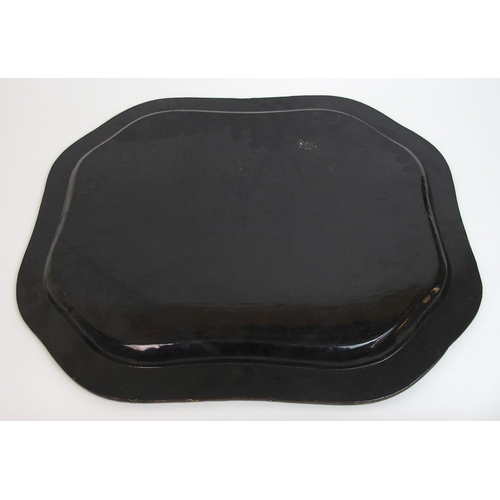 111 - A Chinese export black and gold lacquered tea tray