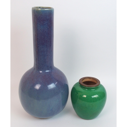 125 - A Chinese purple and green glazed baluster vase