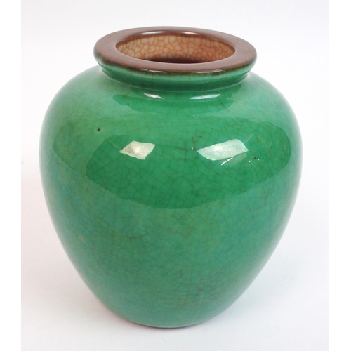 125 - A Chinese purple and green glazed baluster vase