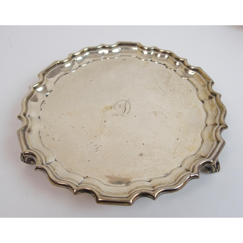 157 - A silver card tray