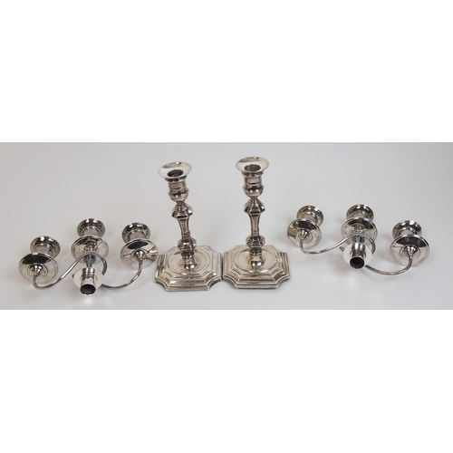 167 - A pair of early 20th Century silver candelabra