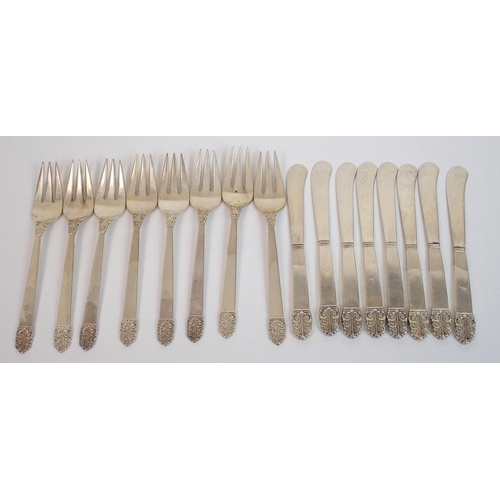 168 - An American silver part cutlery set