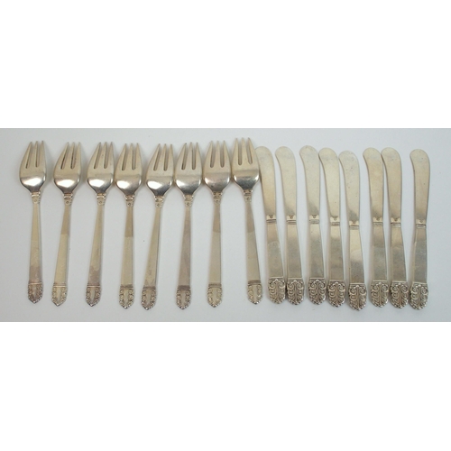 168 - An American silver part cutlery set