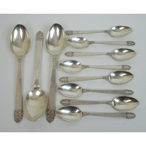 168 - An American silver part cutlery set