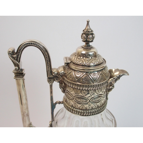 186 - A silver plate mounted claret jug