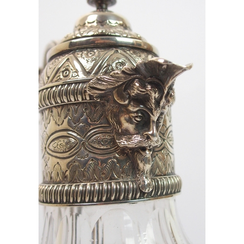 186 - A silver plate mounted claret jug