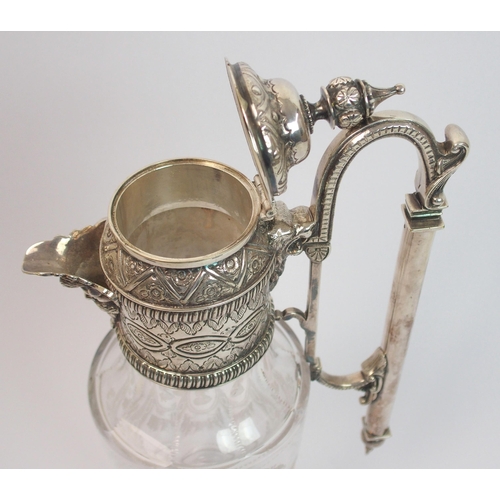 186 - A silver plate mounted claret jug