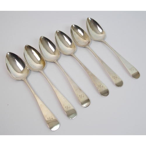 191 - A set of five provincial silver tablespoons