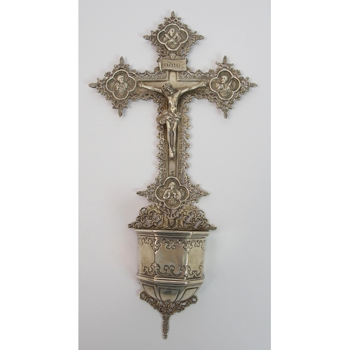 196 - A continental silver holy font