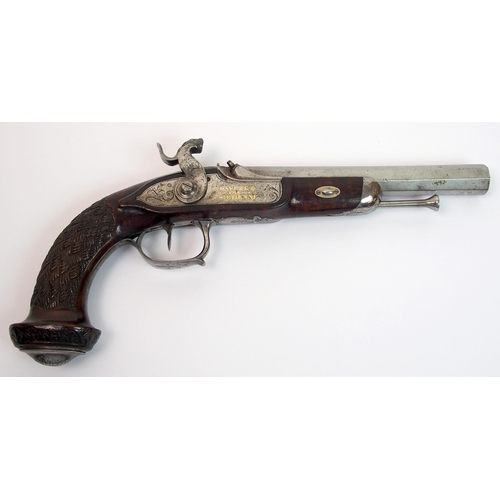 263 - A French percussion pistol by Daveze of St. Etienne