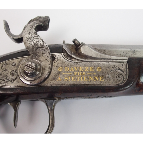 263 - A French percussion pistol by Daveze of St. Etienne