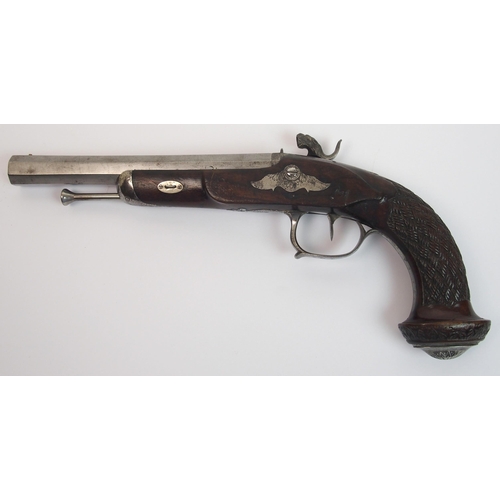 263 - A French percussion pistol by Daveze of St. Etienne