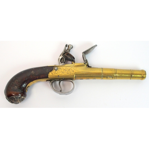 274 - An 18th Century Flintlock cannon barrel pocket pistol by Clarkson of London