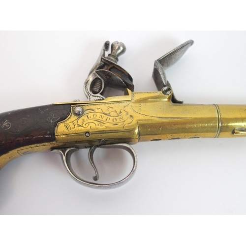 274 - An 18th Century Flintlock cannon barrel pocket pistol by Clarkson of London