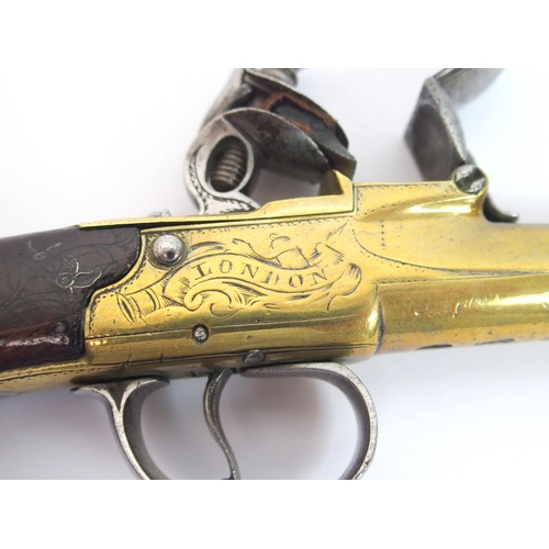 274 - An 18th Century Flintlock cannon barrel pocket pistol by Clarkson of London