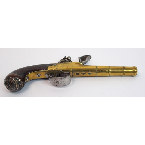 274 - An 18th Century Flintlock cannon barrel pocket pistol by Clarkson of London