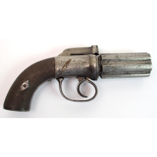 276 - A 19th Century all steel six shot pepperbox pistol