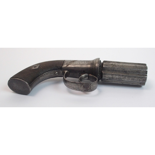 276 - A 19th Century all steel six shot pepperbox pistol