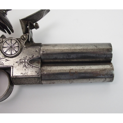 277 - An 18th Century English Flintlock tap-action over-and-under pocket pistol by L Harrison of Carlisle