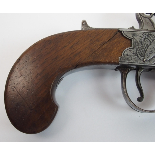 277 - An 18th Century English Flintlock tap-action over-and-under pocket pistol by L Harrison of Carlisle