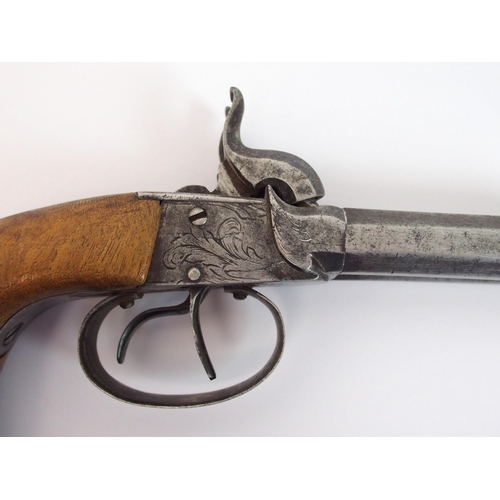 280 - A 19th Century percussion double barrelled pistol