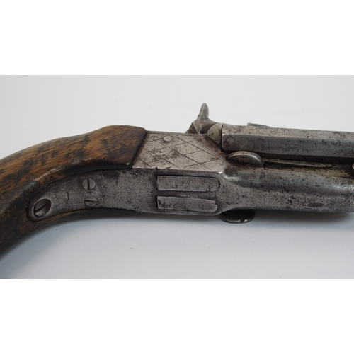 281 - A 19th Century double barrelled pinfire pistol