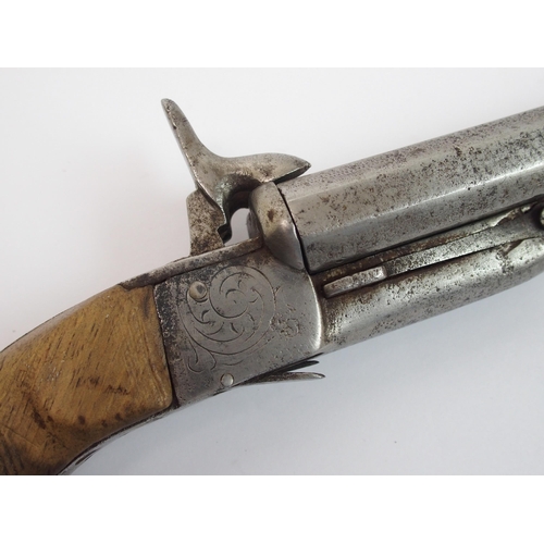 281 - A 19th Century double barrelled pinfire pistol