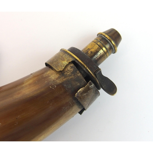 287 - A Victorian horn shot flask with brass mounts