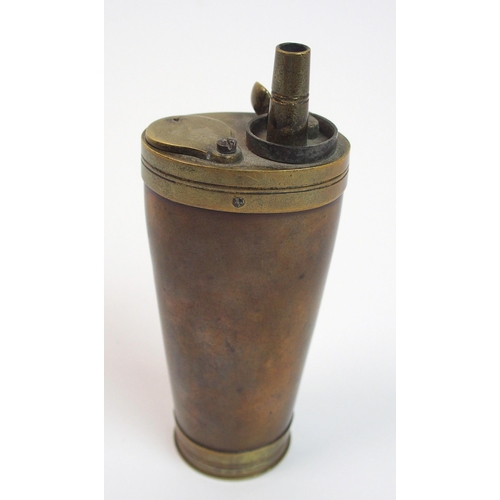 288 - A Victorian copper and brass combination pistol powder  shot and cap flask