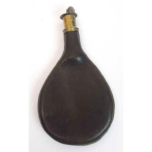 289 - Four Victorian leather and brass shot flasks