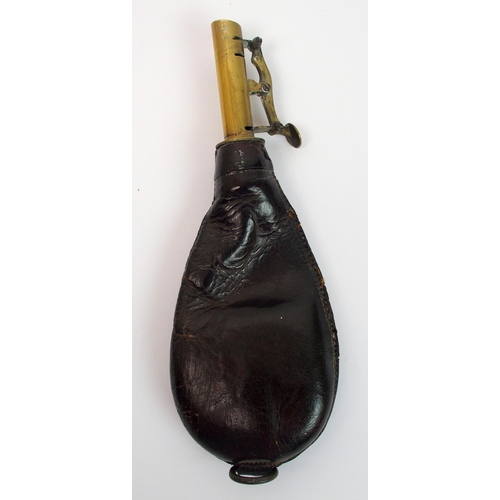 289 - Four Victorian leather and brass shot flasks