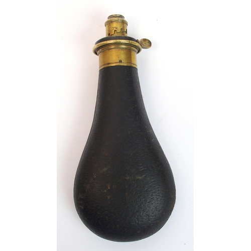 289 - Four Victorian leather and brass shot flasks