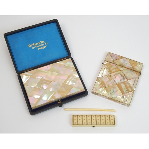 291 - A Victorian mother of pearl card case