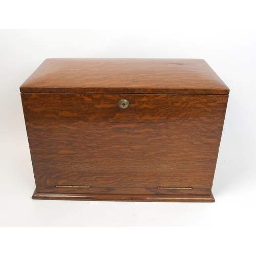 301 - A Victorian stained oak stationery box and writing slope