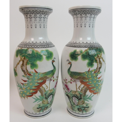 66 - A pair of Chinese porcelain baluster vases