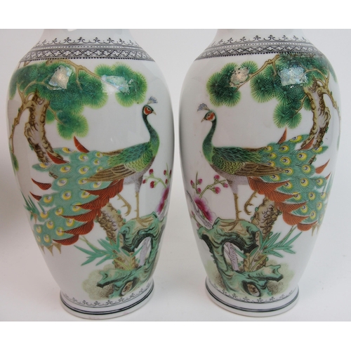 66 - A pair of Chinese porcelain baluster vases