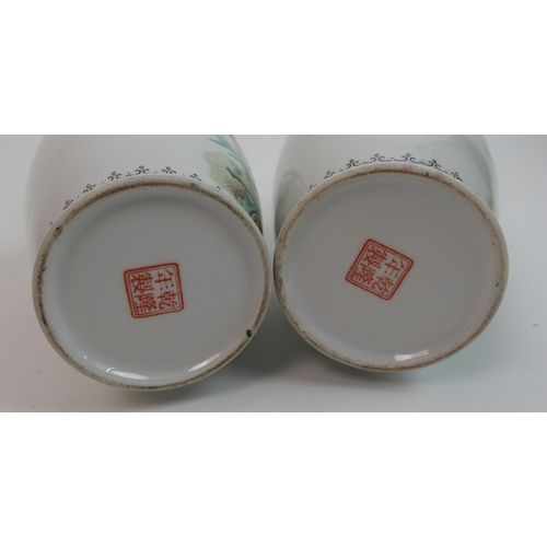 66 - A pair of Chinese porcelain baluster vases