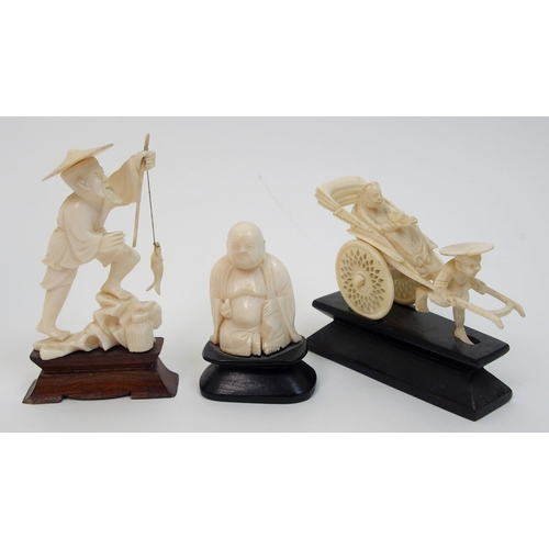 7 - A Chinese ivory model of a fisherman