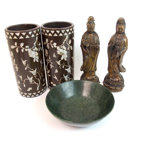 71 - A pair of Chinese bronze models of Guanyin