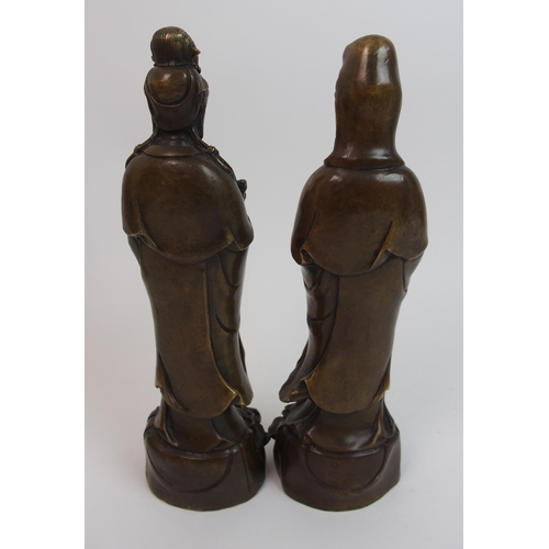 71 - A pair of Chinese bronze models of Guanyin